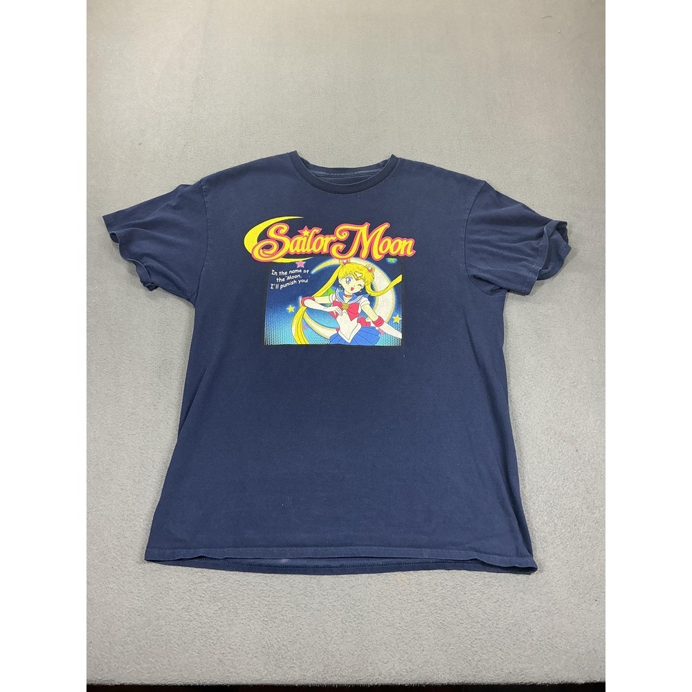 Sailor Moon Shirt Mens Medium Blue In The Name‎ Of The Moon Graphic Anime Tee